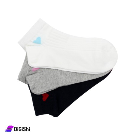 Al Samah Set Of Girl's Short Socks Heart Drawing On Top