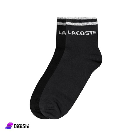جوارب قطن بشكير رجالي ساق وسط ZOX Plus Lacoste - أسود