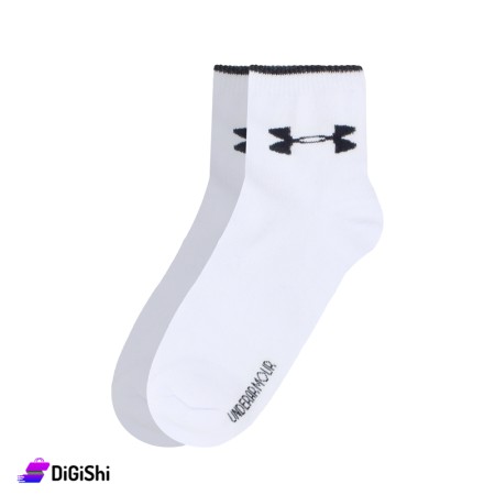 جوارب قطن بشكير رجالي ساق وسط ZOX Plus Under Armour - أبيض