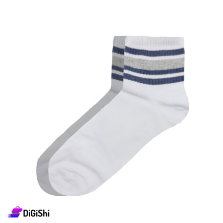 جوارب قطن رجالي ساق وسط ZOX Plus - أبيض