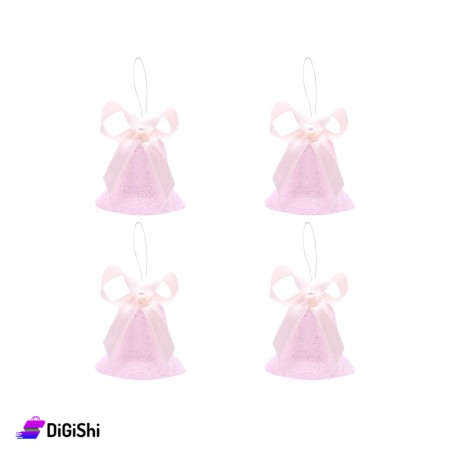 Set Of Bells Shaped Christmas Tree Decorations - Pink