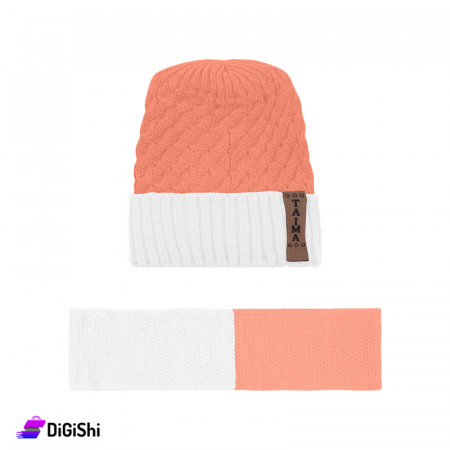 Set of Woolen Child's Scarf & Hat - Coral