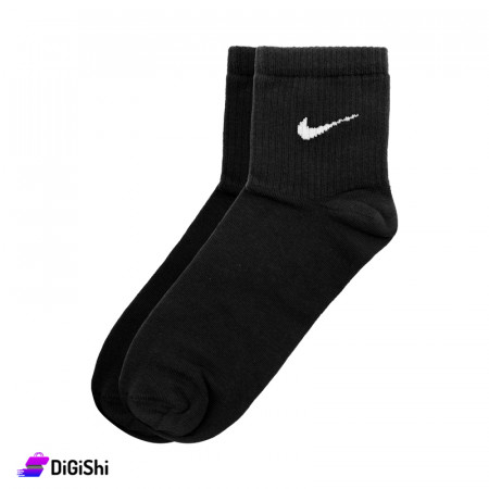 جوارب قطن رجالي ساق وسط ZOX Plus Nike - أسود