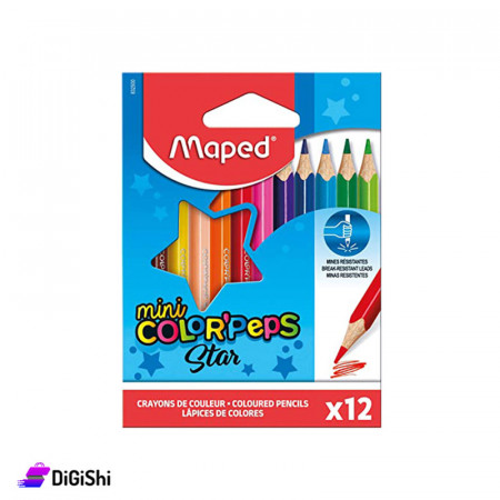 Maped Mini Color Peps Star Color Wooden  Box 12 Colors