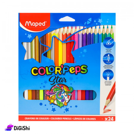 علبة ألوان خشبية طويلة Maped - 24 لون