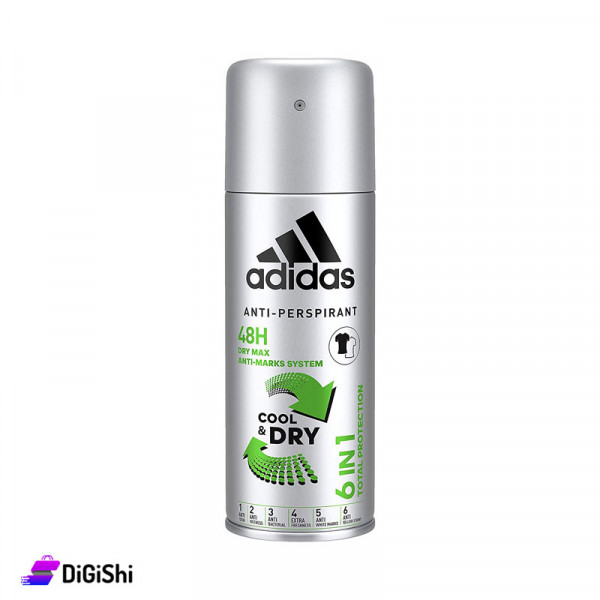 بخاخ مزيل عرق للرجال Adidas Cool & dry 6 in 1 بخاخ مزيل عرق للرجال Adidas Cool & dry 6 in 1