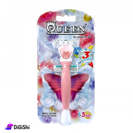 شفرة حلاقة نسائية مع 5 رؤوس تبديل QUEEN لون زهر
