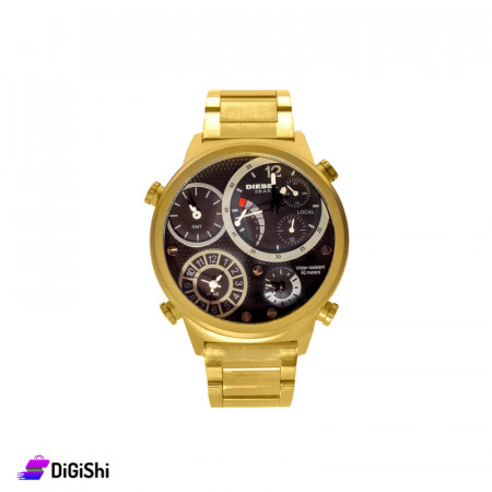 ساعة معدنية DIESEL - ذهبي وأسود