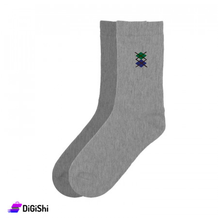ZOX Plus Men's Cotton Bathrobe Socks Long Lenght - Gray