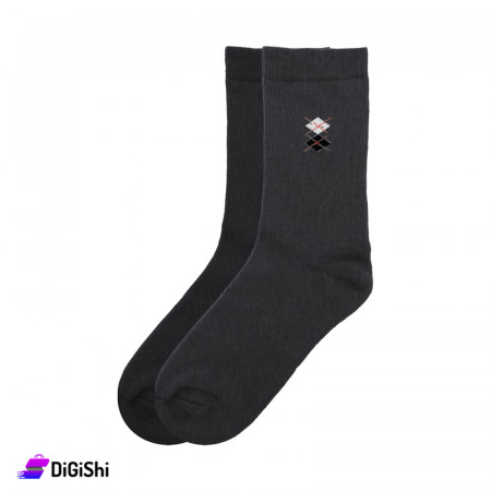 ZOX Plus Men's Cotton Bathrobe Socks Long Lenght - Dark Gray