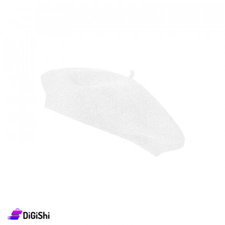 Women's Gogh Beret Cap Lined with Fur - White
