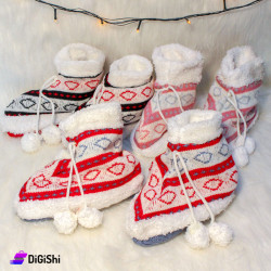 Girl's Woolen Slipper with Laces