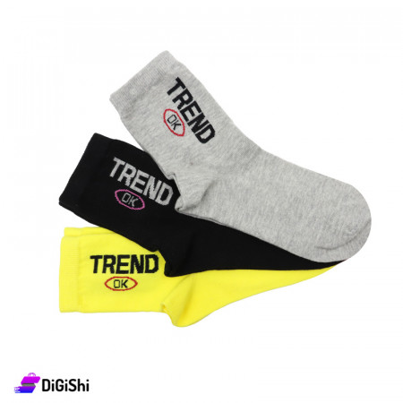 Al Samah Rainny Girls' Socks Set - Yellow & Black & Grey