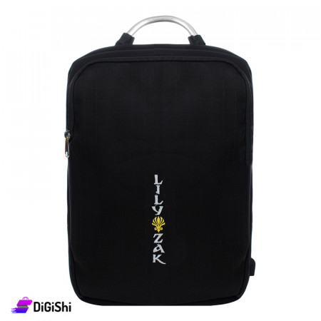 LILY ZAK Linen Laptop Backpack Two Layers - Black