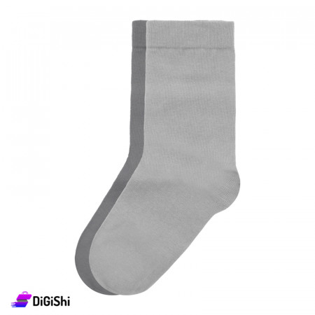 زوج جوارب رجالية ساق طويل سادة ZOX Plus - رمادي