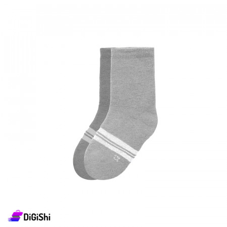 ZOX Two Lines Drawing Towel Long Kids Socks - Grey