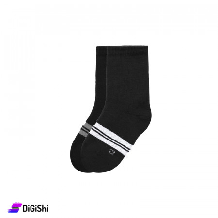 ZOX Two Lines Drawing Towel Long Kids Socks - Black