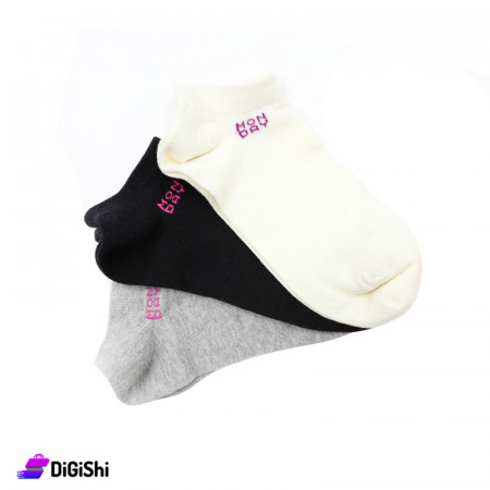Al Samah Set Of Girl's Short Socks MONDAY - Classic colors