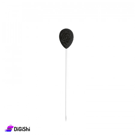 Tear with a Rose Shape Pin  - Black