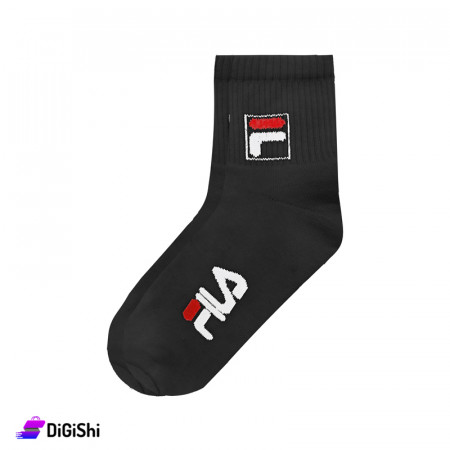 ZOX Plus Women's Fleece Lined Socks Medium Lenght with FILA Logo - Black