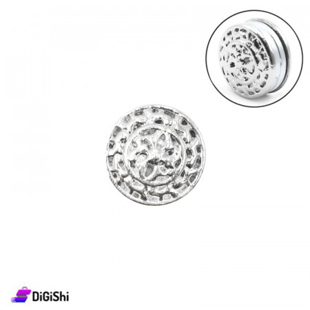 Magnetic Rose Drawing Hijab Pins - Silver
