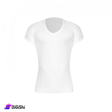 Solitaire N.422 Men's Cotton V Neck Undershirt - White 3XL