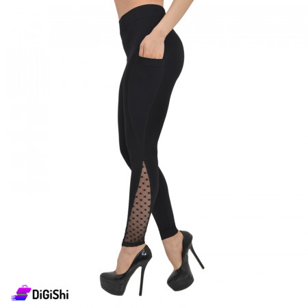Solitaire Women's Seamless Leggings with Dotted Chiffon