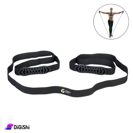 Fitness Group Syria 1018 Long Stretching Strap & Grips - Black