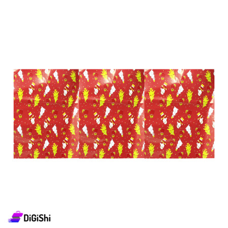 Gift Wrapping Paper with Santa Clause Print - Red