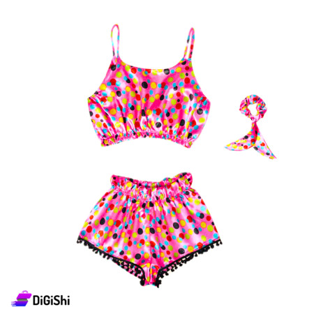 Women's Satin Dotted Pajamas - Fuchsia