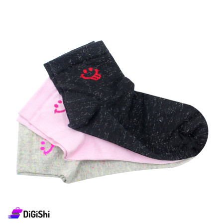 Al Samah Girls' socks Medium Length with Smile Drawing - Group 1