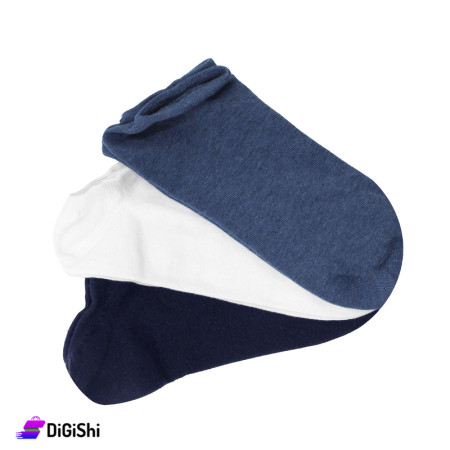 Set of Plain Cotton Short Youth Socks - Group 3