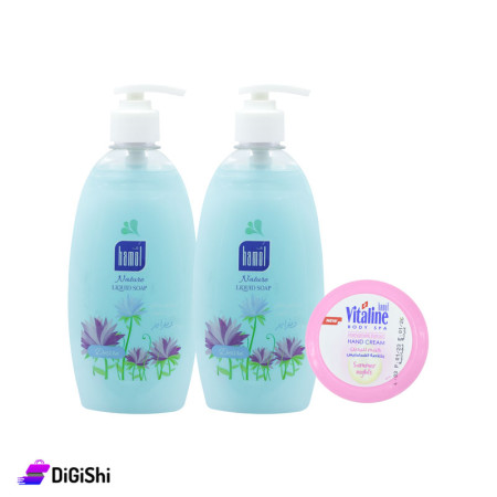 hamol Offer Two Packs of Lquid Hand Soap with Desir Scent and Moisturizing Hand Cream