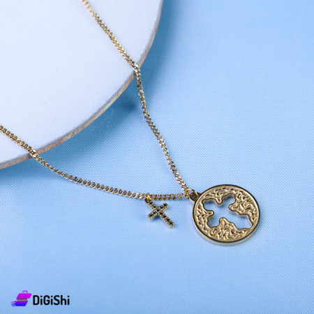Women's Golden Necklaces with Cross & Zircon Stones