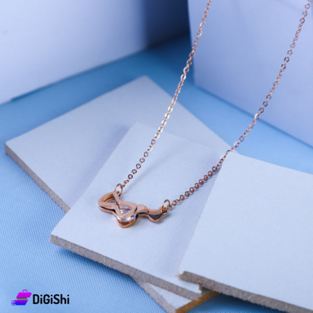 Women's Golden Necklace With Fuonka Pendant & Zircon Stone