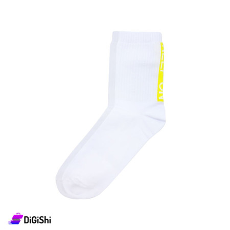 جوارب قطن رجالي ساق وسط ZOX Plus KEEP ON - أبيض وأصفر