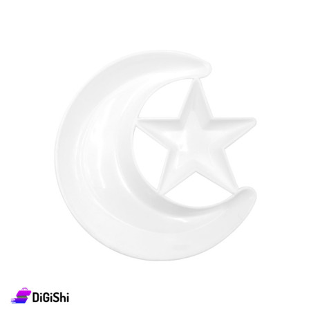 Shahd Plast Double Star and Crescent Plastic Plate - White