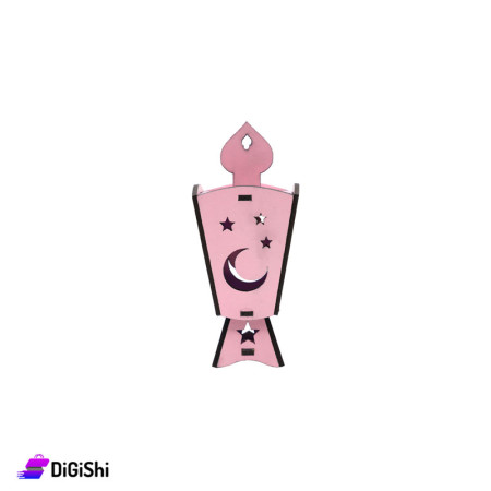 زينة خشب لرمضان شكل فانوس - زهر