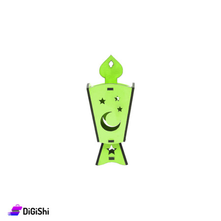 Wooden Ramadan Lantern Decoration - Green