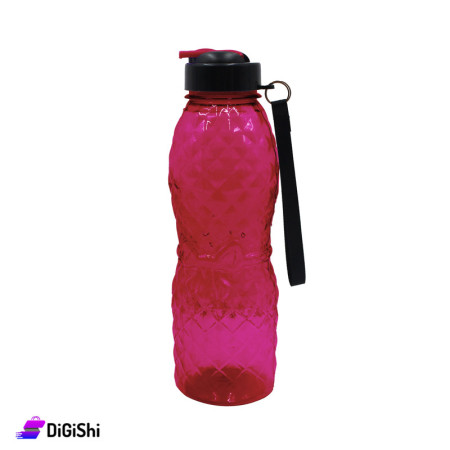 Shahd Plast Plastic Water Bottle Grooved with Lozenge Pattern - Red