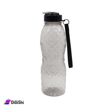 Shahd Plast Plastic Water Bottle Grooved with Lozenge Pattern - Black