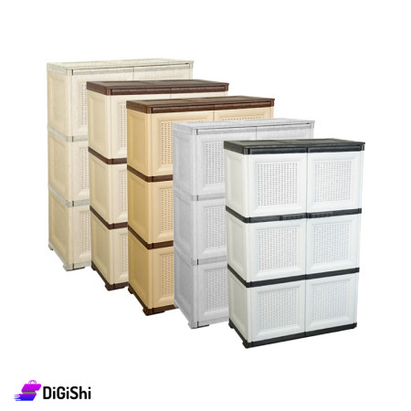 خزانة بابين راتان بلاستيك ثلاث طبقات Homy Plast