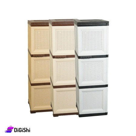 Homy Plast Plastic Rattan Wardrobe 3Layers