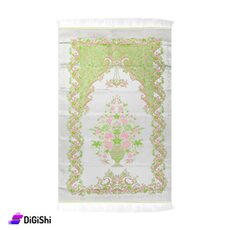 Embroidered Prayer Rug with Cover - Beige and Green