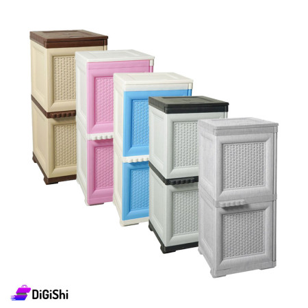 Homy Plast Plastic Rattan Wardrobe 2Layers