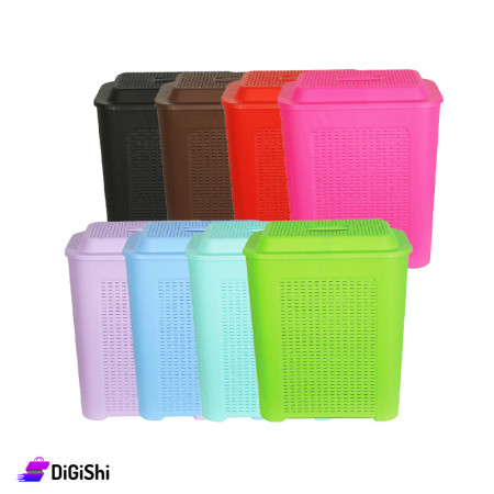 سلة غسيل بلاستيك راتان بغطاء Homy Plast - ألوان غامقة