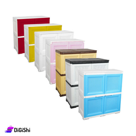 Homy Plast Plastic Rattan 2Doors Wardrobe 2Layers