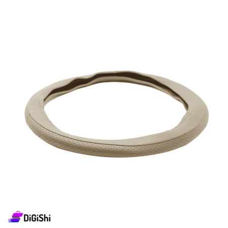 Leather Car Steering Wheel Cover - Beige