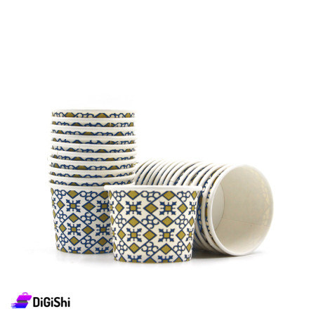 Set of Cardboard Cups with Decoration 2oz - White
