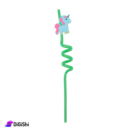Straw with Unicorn Shape - Green